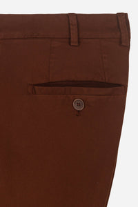 Chino chic gabardine de coton stretch roux cuivré - BZV3 - BERNARD ZINS