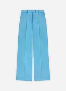 Pantalon Chloe taille haute en gabardine de coton turquoise - BERNARD ZINS