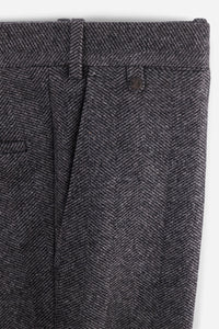 Pantalon de laine éco - responsable à gros chevrons gris chiné - BZV3 - BERNARD ZINS