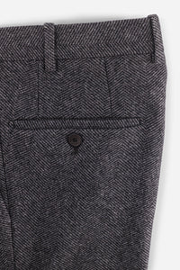 Pantalon de laine éco - responsable à gros chevrons gris chiné - BZV3 - BERNARD ZINS