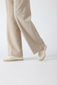 PANTALON LARGE MICROFIBRE BEIGE NATUEL - CHLOÉ - BERNARD ZINS