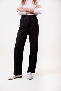 Pantalon Sand taille haute en lin biologique noir - BERNARD ZINS