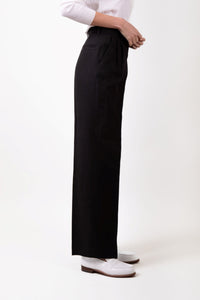 Pantalon Sand taille haute en lin biologique noir - BERNARD ZINS