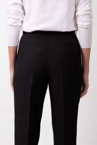 Pantalon Sand taille haute en lin biologique noir - BERNARD ZINS