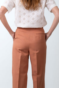 Pantalon Sand taille haute en lin orange pâle - BERNARD ZINS