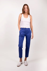 Pantalon slim Socoa en coton stretch bleu - BERNARD ZINS