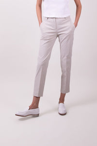 Pantalon slim Socoa en satin de coton stretch galet - BERNARD ZINS